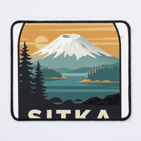 Item preview, Sitka Alaska Mount Edgecumbe Vintage WPA Travel Badge designed and sold by DetourDgn.