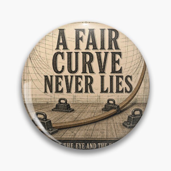 Item preview, A Fair Curve Never Lies badge, weights and weights designed and sold by BoosterShop.