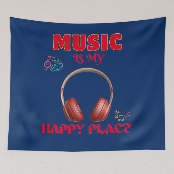 Item preview, Music Is My Happy Place – Headphones and Notes Art designed and sold by Evelashop.