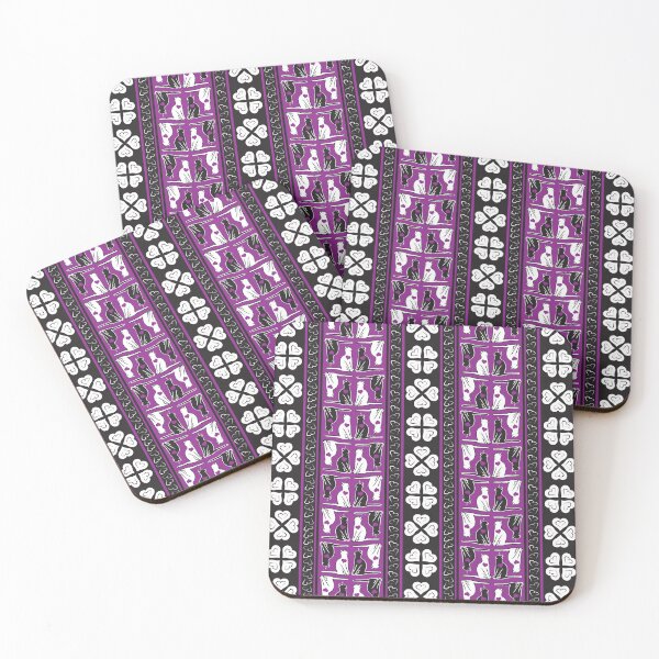 Item preview,  Black & White Cat Love Stripes on Purple Background designed and sold by Digitalmyth's Designs.