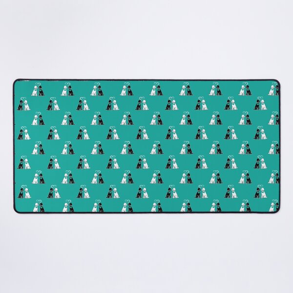 Item preview, Black & White Poodle Loves on Teal Background designed and sold by Digitalmyth's Designs.