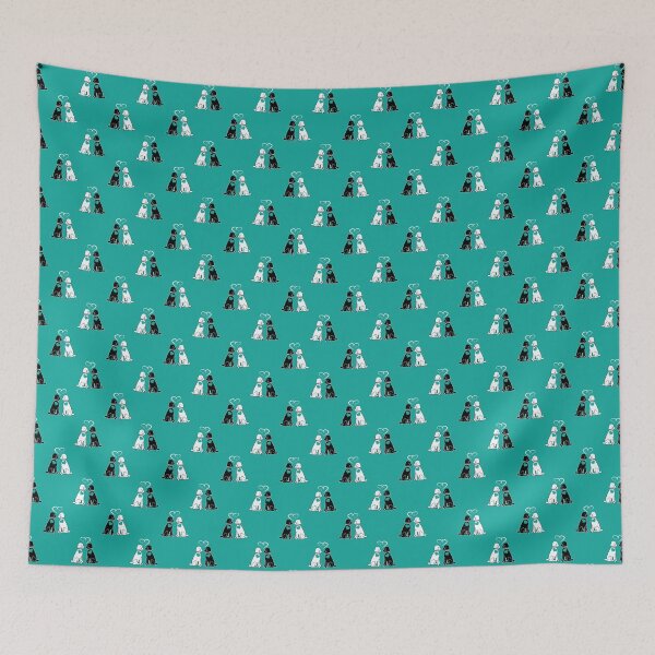 Item preview, Black & White Poodle Loves on Teal Background designed and sold by Digitalmyth's Designs.