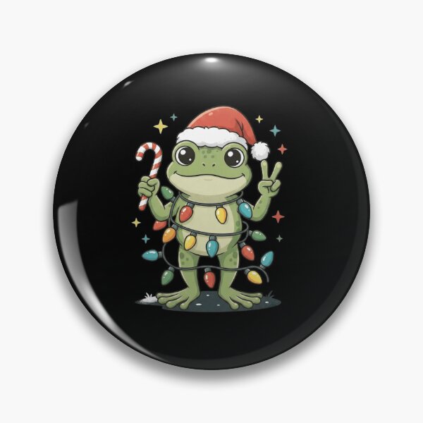 Item preview, Cute Christmas Frog with Candy Cane and Holiday Lights designed and sold by MiALopezArt.
