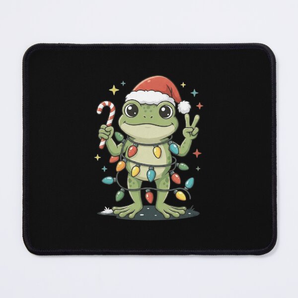 Item preview, Cute Christmas Frog with Candy Cane and Holiday Lights designed and sold by MiALopezArt.