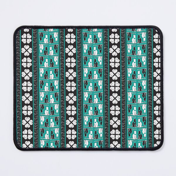 Item preview, Black & White Cat Love Stripes on Teal Background designed and sold by Digitalmyth's Designs.