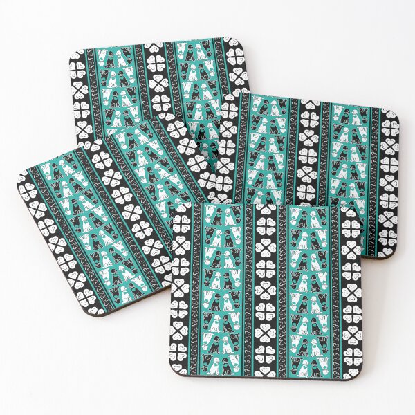 Item preview, Black & White Poodle Love Stripes on Teal Background designed and sold by Digitalmyth's Designs.