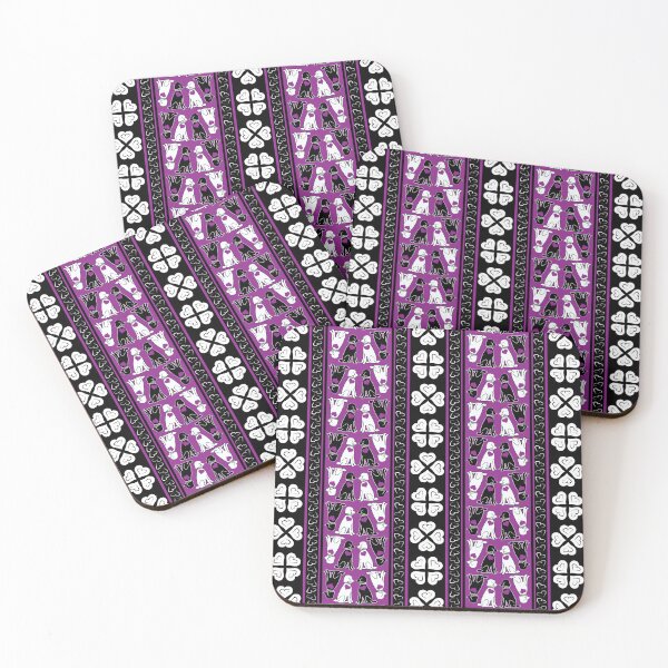 Item preview, Black & White Poodle Love Stripes on Purple Background designed and sold by Digitalmyth's Designs.