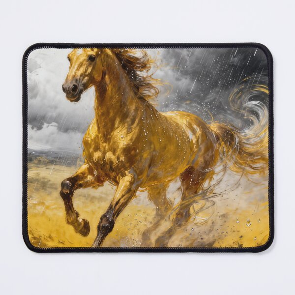 Item preview, Golden Horse Running in Storm Rain designed and sold by KAMOCHI Art.