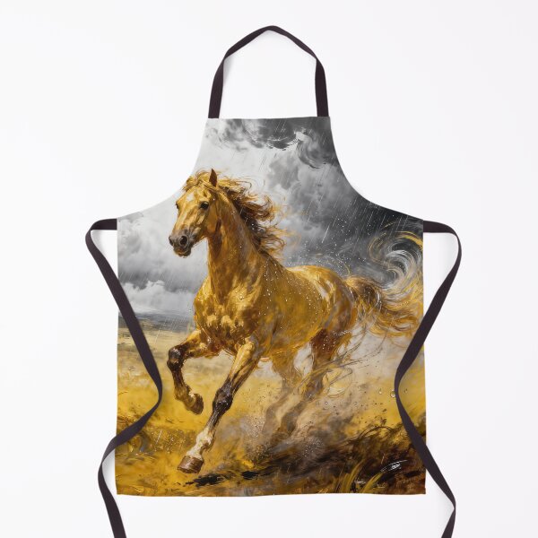 Item preview, Golden Horse Running in Storm Rain designed and sold by KAMOCHI Art.
