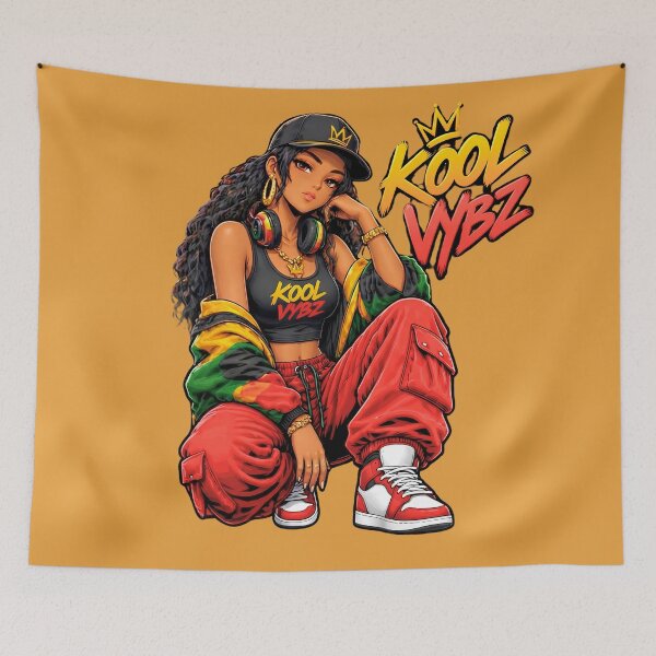 Item preview, Kool Vybz Hip Hop Queen – Reggae Streetwear Girl with Crown designed and sold by digitalbob60.