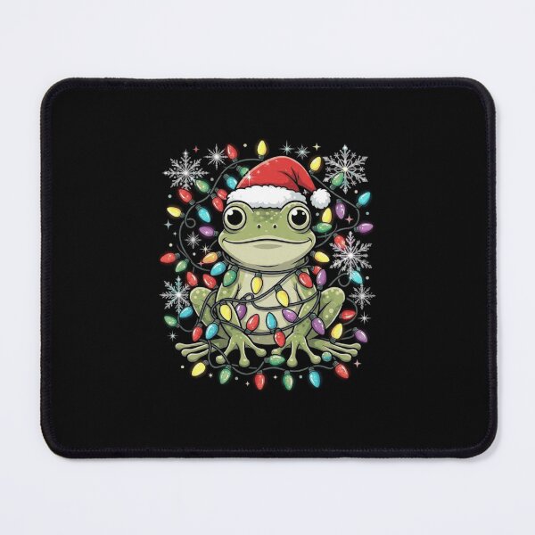 Item preview, Cute Christmas Frog Tangled in Colorful Holiday Lights designed and sold by MiALopezArt.