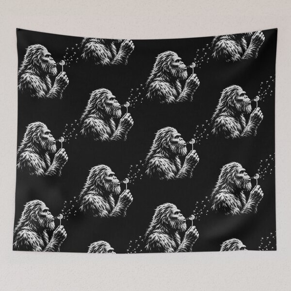 Item preview, Bigfoot Blowing Dandelion Vintage Sasquatch Wilderness Nature designed and sold by Glow-Paw-Studio.