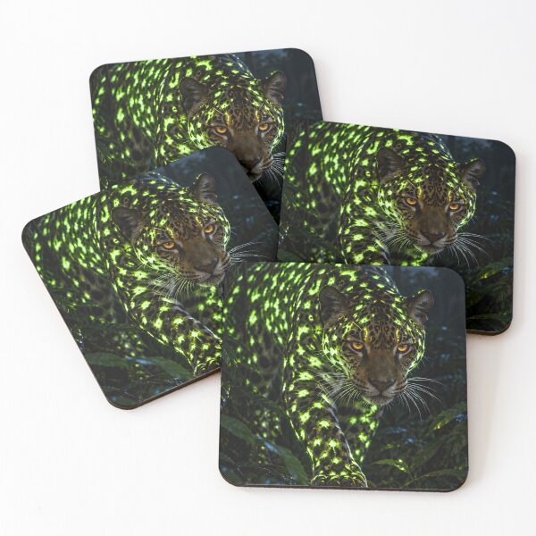 Item preview, Bioluminescent Jaguar | Glowing Neon Green Jaguar in the Jungle at Night designed and sold by Extravanganzza.