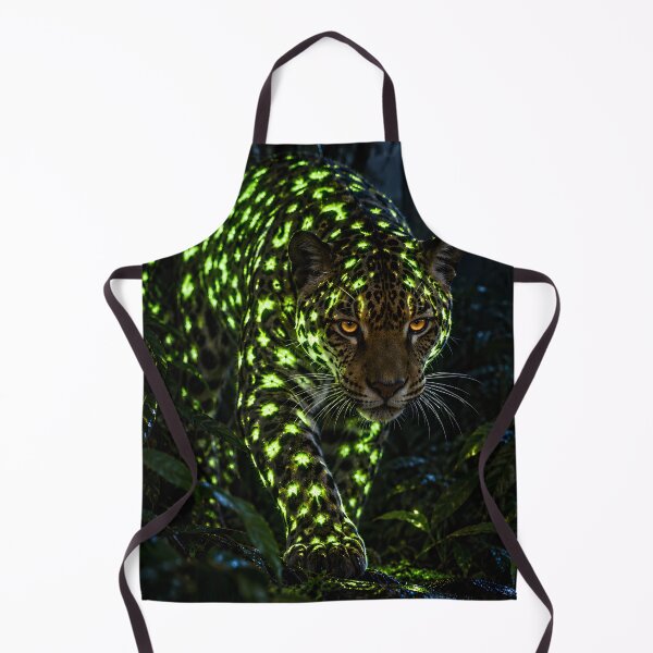 Item preview, Bioluminescent Jaguar | Glowing Neon Green Jaguar in the Jungle at Night designed and sold by Extravanganzza.
