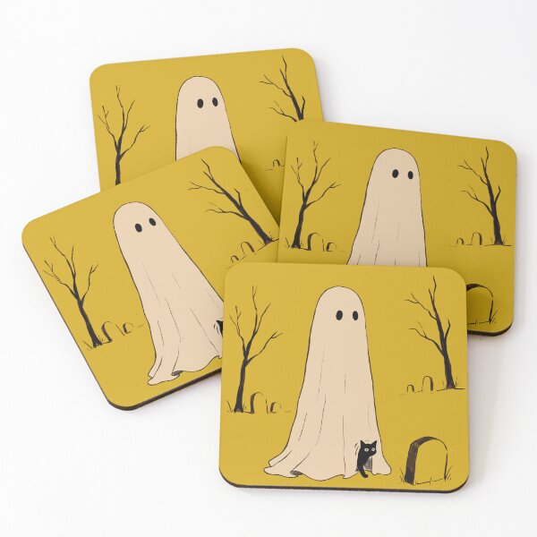 Item preview, Graveyard Ghost And Peeking Cat designed and sold by Gkinoki.
