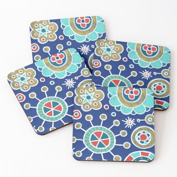 Item preview, Whimsical Flowers and Suns on Navy Blue designed and sold by Fani*.