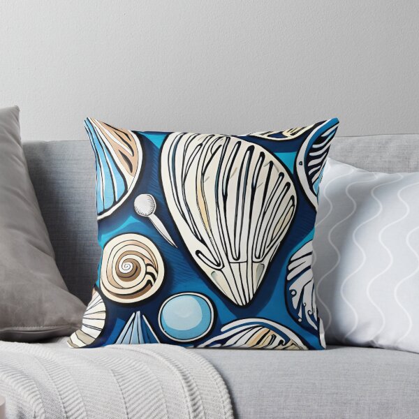 Item preview, Large Shell and Blue Ocean Pattern - Nautical Watercolor designed and sold by Gustavo Navarro.