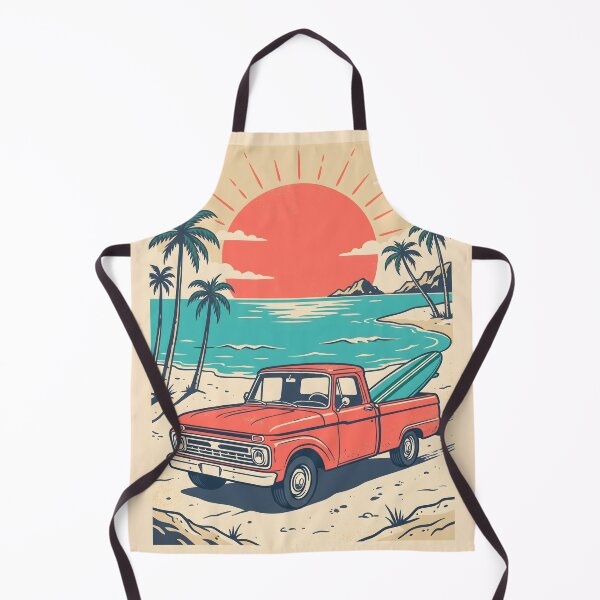 Item preview, Vintage Red Pickup Truck with Surfboard at the Beach – Retro Surf Drive Design designed and sold by Sea Gem.