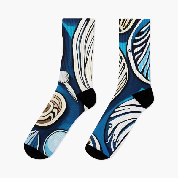 Item preview, Large Shell and Blue Ocean Pattern - Nautical Watercolor designed and sold by Gustavo Navarro.