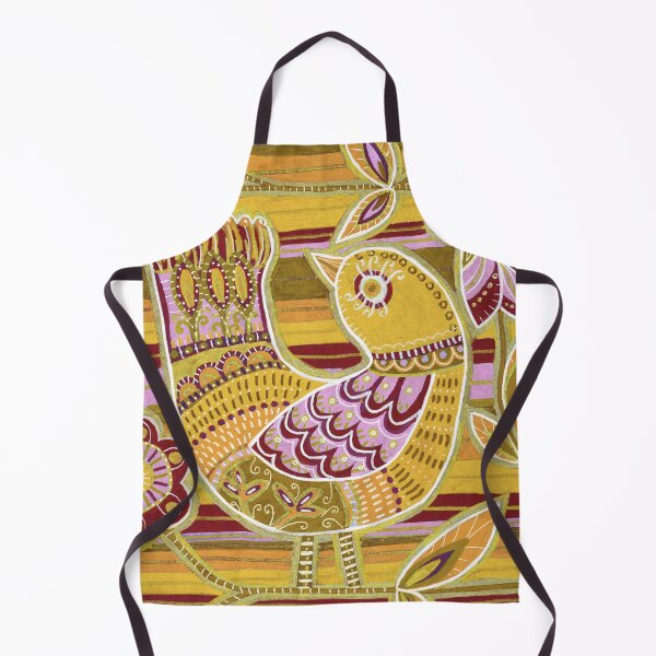 Item preview, Folk Art Bird with Flowers Mustard Yellow Pattern designed and sold by Fani*.