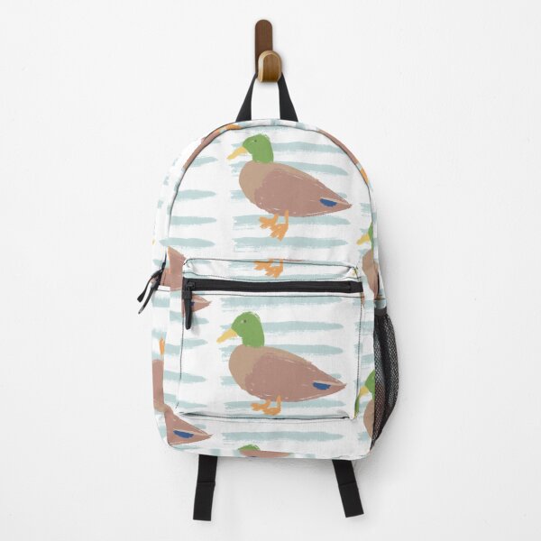 Item preview, Cute Hand Painted Mallard Duck on stripes designed and sold by The-Goods.