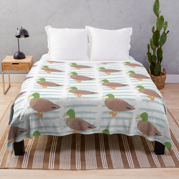 Item preview, Cute Hand Painted Mallard Duck on stripes designed and sold by The-Goods.