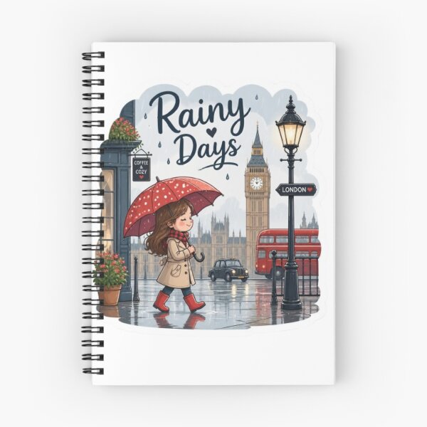 Item preview, Cute London Rainy Days - Girl with Red Umbrella & Big Ben designed and sold by PrintWavePro.