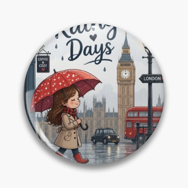 Item preview, Cute London Rainy Days - Girl with Red Umbrella & Big Ben designed and sold by PrintWavePro.