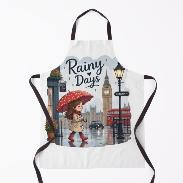 Item preview, Cute London Rainy Days - Girl with Red Umbrella & Big Ben designed and sold by PrintWavePro.
