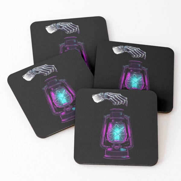 Item preview, Cyber Goth Skeleton Hand Neon Vintage Lantern designed and sold by LazyDayzCo.
