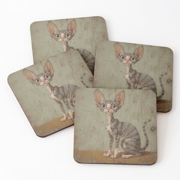 Item preview, Cornish Rex Cat With Permanently Startled Ears designed and sold by PictorialWhimsy.