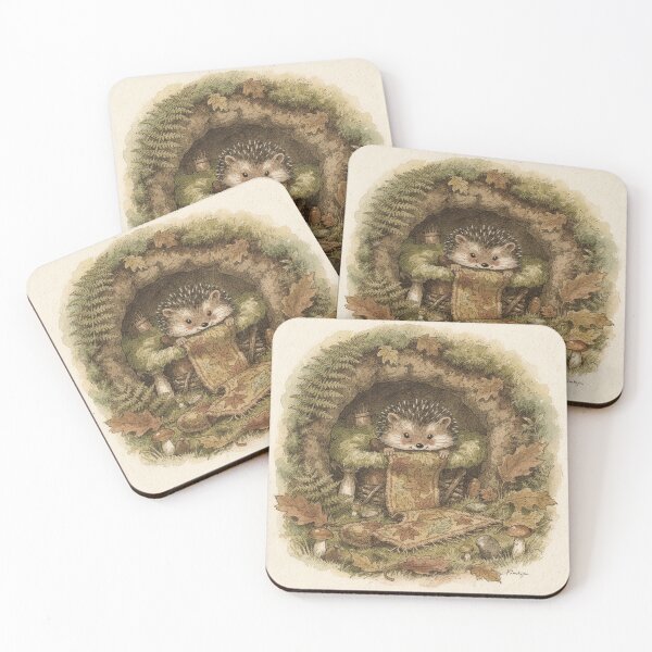 Item preview, Hedgehog Folk Rolling Up the Autumn Rug designed and sold by PictorialWhimsy.