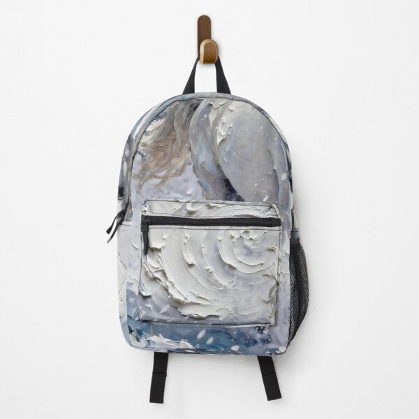 Item preview, White Horse Running in Snow Impasto designed and sold by KAMOCHI Art.