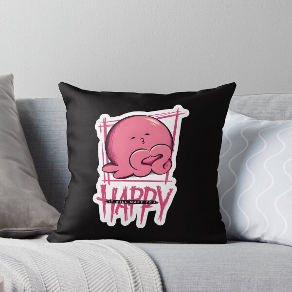 Item preview, Happy Pink Character Kissing Lips Quote designed and sold by mac-lux.
