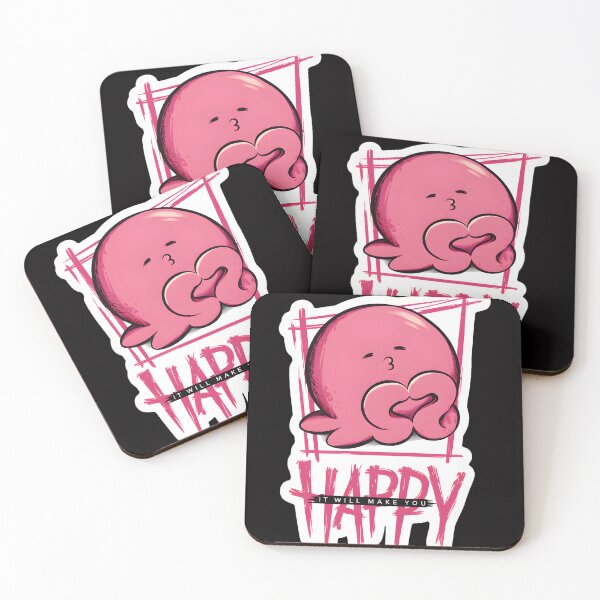 Item preview, Happy Pink Character Kissing Lips Quote designed and sold by mac-lux.