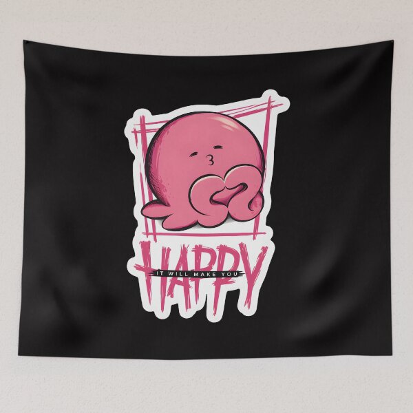 Item preview, Happy Pink Character Kissing Lips Quote designed and sold by mac-lux.