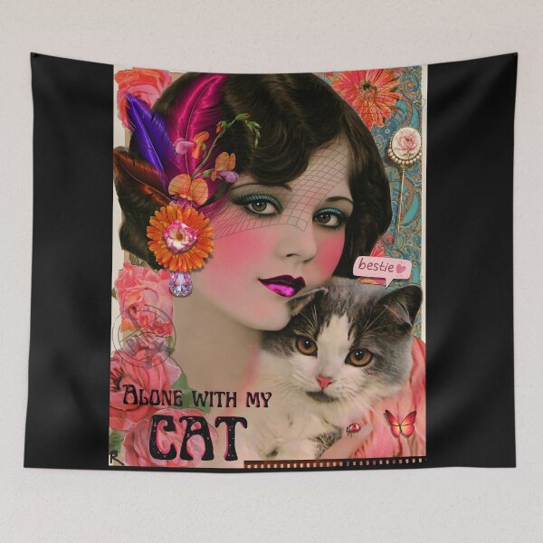 Item preview, "Alone With My Cat", Vintage 20's Lady designed and sold by AsheDinaArt.