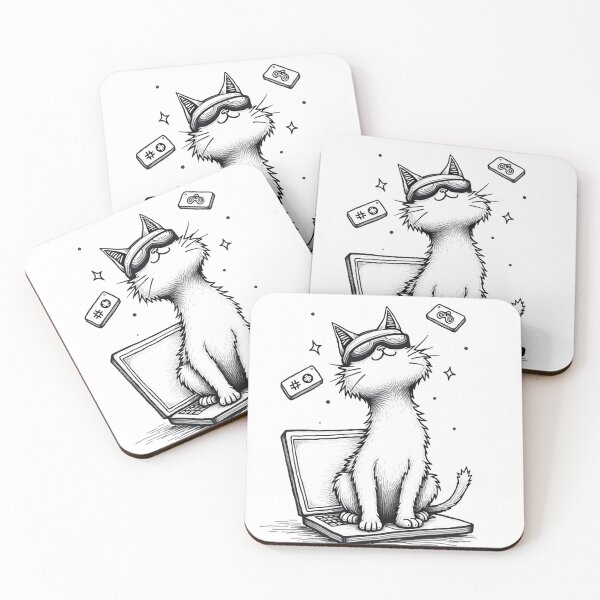 Item preview, Mischievous Cat in VR on Laptop Flash Tattoo Design designed and sold by Qubivibe.