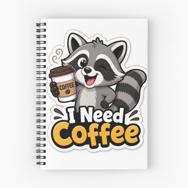 Item preview, Cute Raccoon "I Need Coffee" Sticker designed and sold by PrintWavePro.
