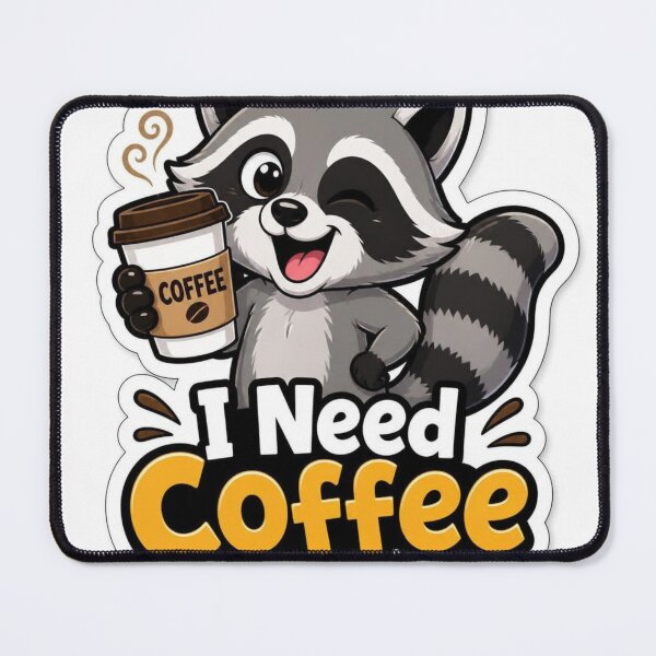 Item preview, Cute Raccoon "I Need Coffee" Sticker designed and sold by PrintWavePro.