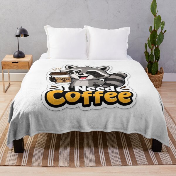 Item preview, Cute Raccoon "I Need Coffee" Sticker designed and sold by PrintWavePro.
