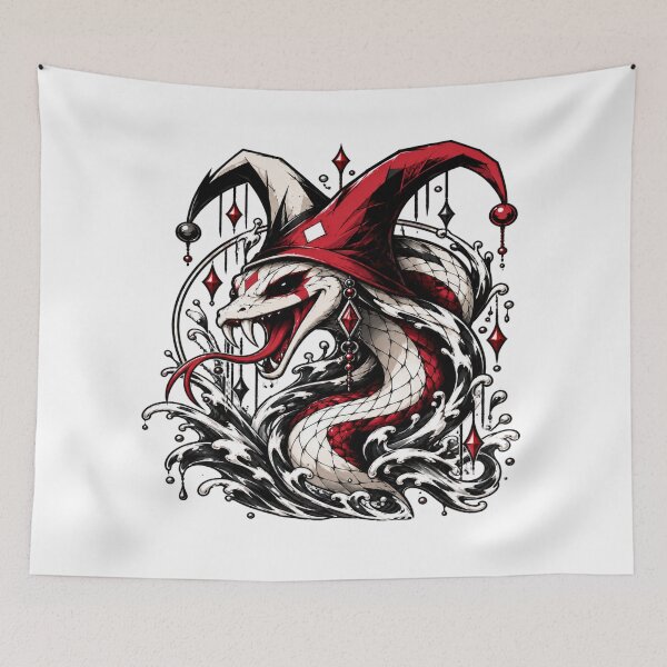 Item preview, Grinning water snake wearing a jester's cap designed and sold by Jester-Store.