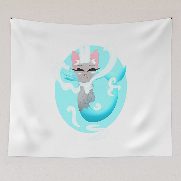 Item preview, Pastel Cyan Mer-Cat Glowing Water Cartoon designed and sold by Ftahehasane.