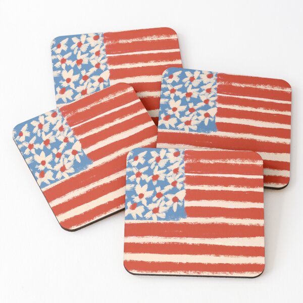 Item preview, Hand Painted floral USA flag designed and sold by The-Goods.