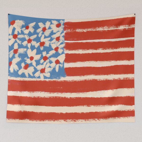 Item preview, Hand Painted floral USA flag designed and sold by The-Goods.