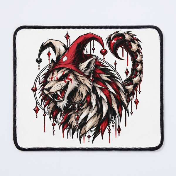 Item preview, Grinning manticore wearing a jester's cap designed and sold by Jester-Store.