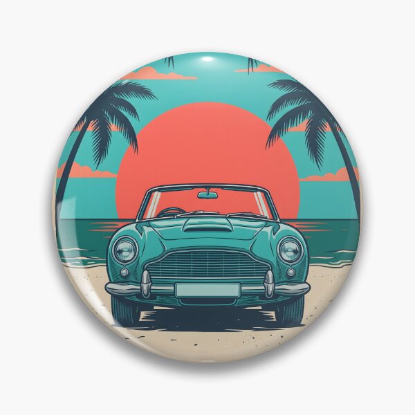 Item preview, Vintage Turquoise Classic Car with Beach Background – Retro Coastal Summer Design designed and sold by Sea Gem.