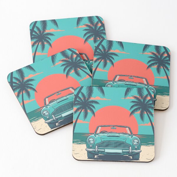 Item preview, Vintage Turquoise Classic Car with Beach Background – Retro Coastal Summer Design designed and sold by Sea Gem.