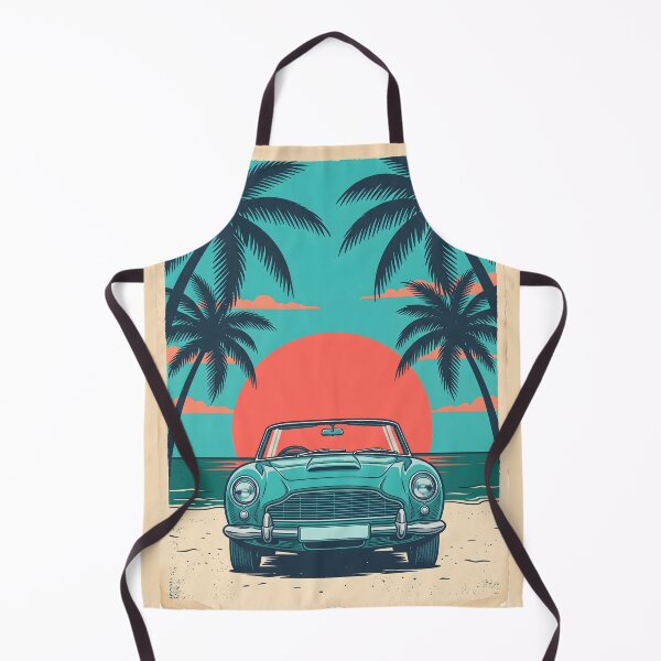 Item preview, Vintage Turquoise Classic Car with Beach Background – Retro Coastal Summer Design designed and sold by Sea Gem.