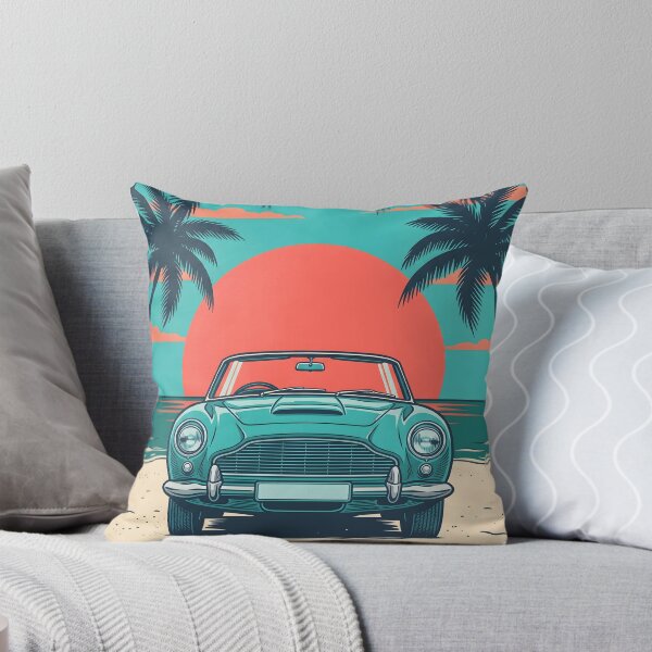 Item preview, Vintage Turquoise Classic Car with Beach Background – Retro Coastal Summer Design designed and sold by Sea Gem.
